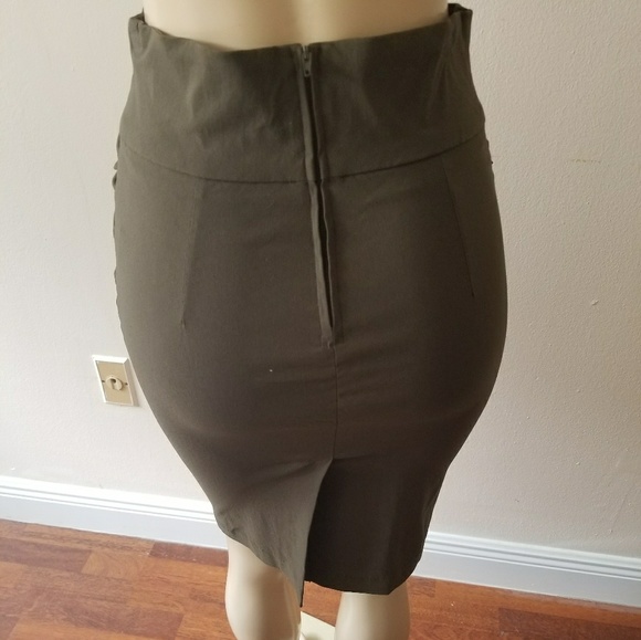 Army green pencil high waisted skirt - Picture 3 of 3